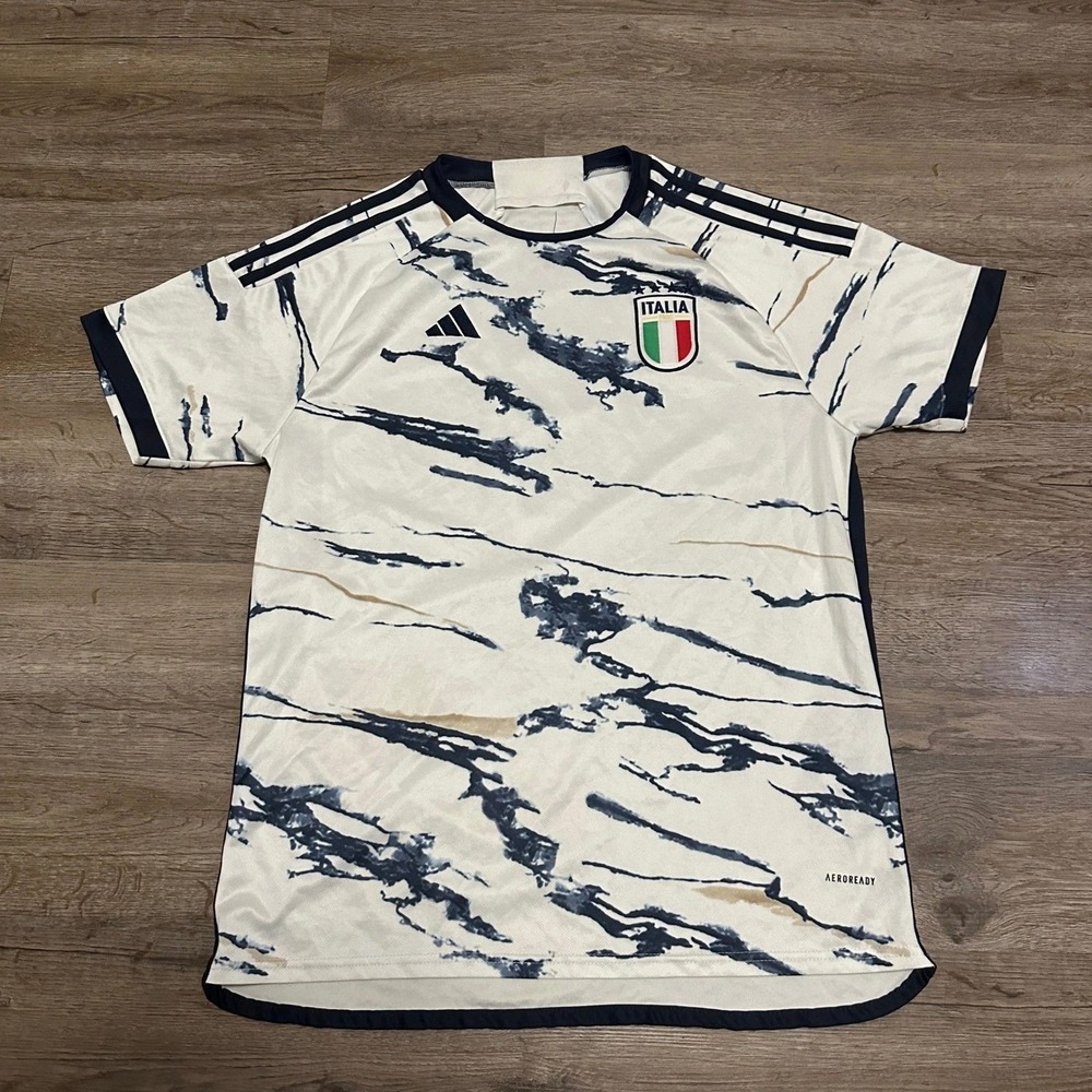 Adidas Italy Away Jersey XL White Marble Soccer Shirt FIGC Telly 7 Aeroready
